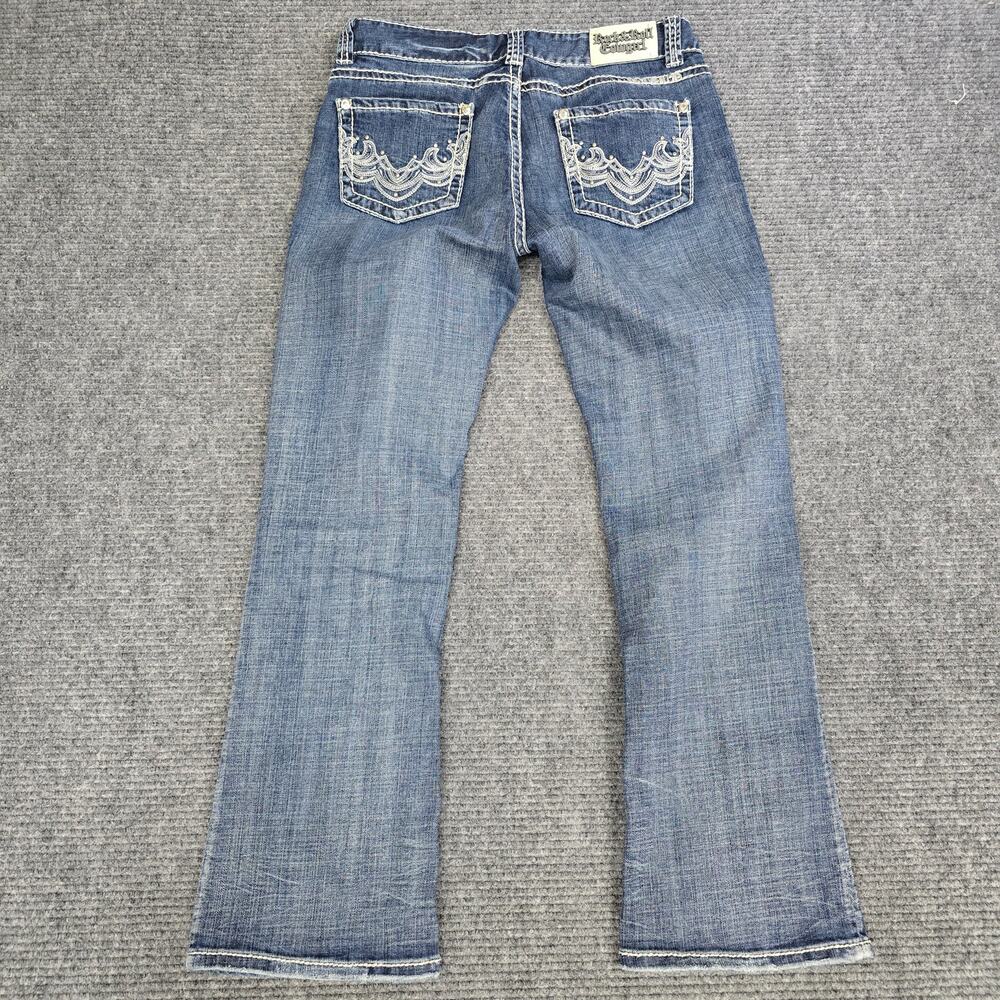 Rock & Roll Cowgirl Mid Rise Bootcut Jeans Womens 30x32 Embellished Studded - Picture 2 of 8